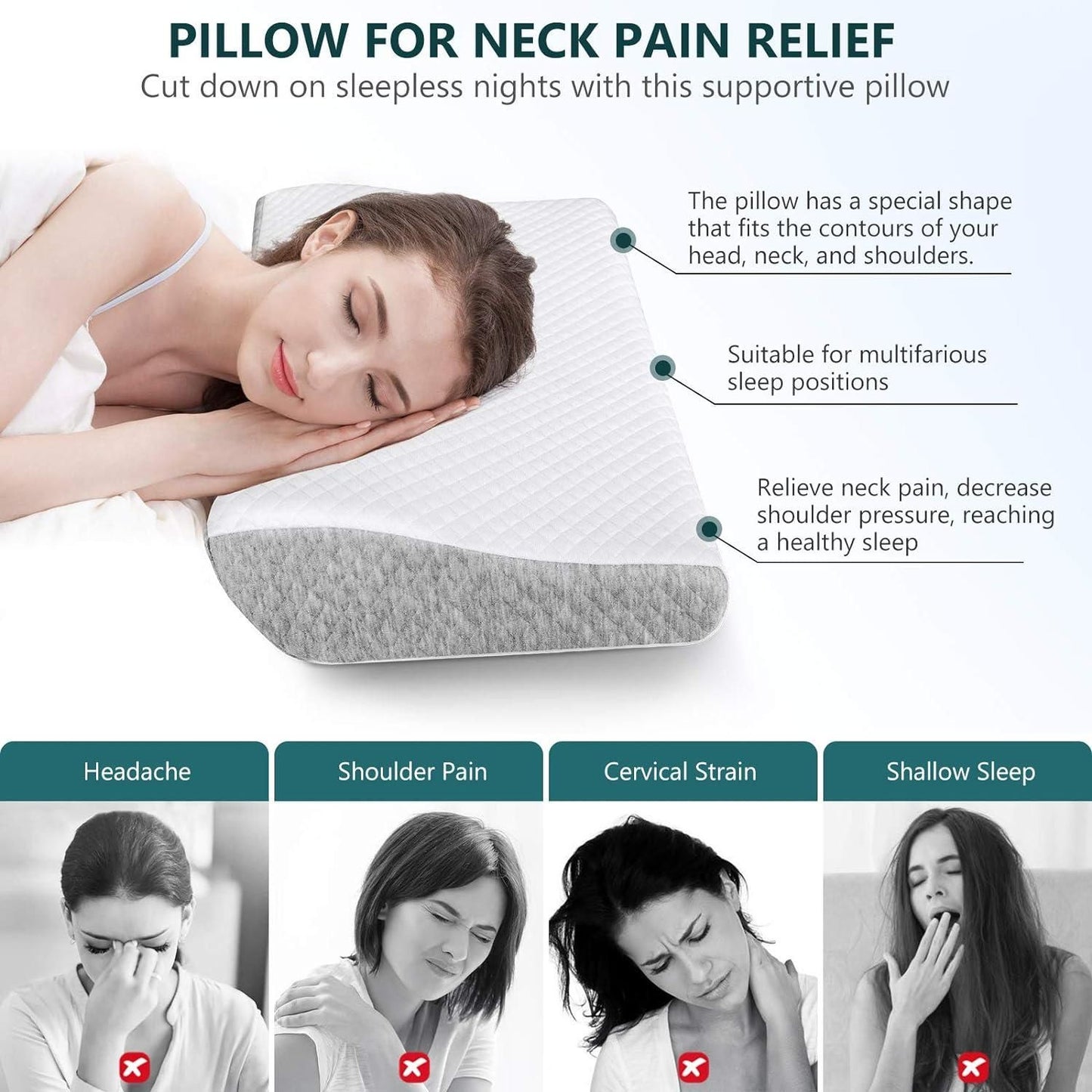 Akkudi Memory Foam Pillow for Neck Pain Relief